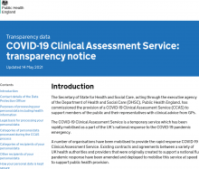 COVID-19 Clinical Assessment Service: transparency notice [Updated 14th May 2021]